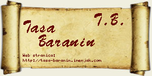 Tasa Baranin vizit kartica